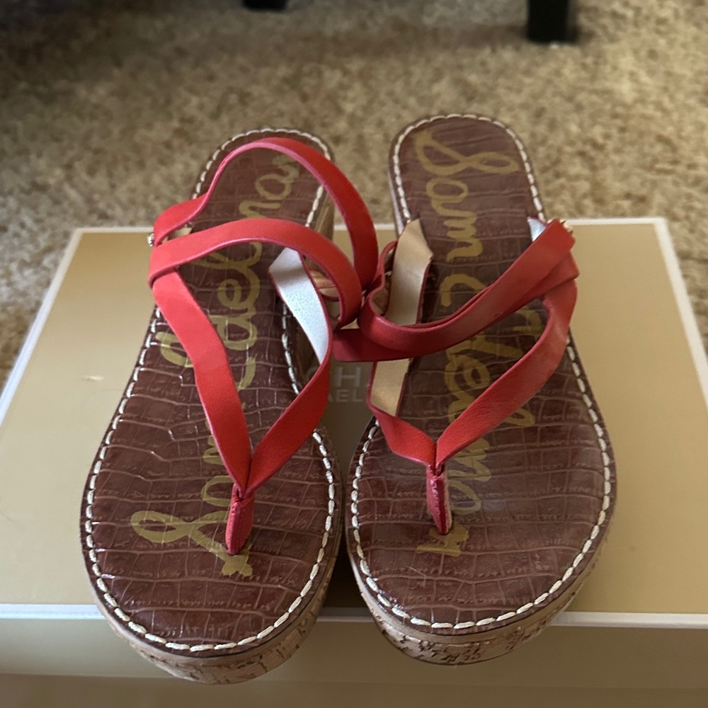 Sam Edelman Women's Red and Pink Strappy Sandals